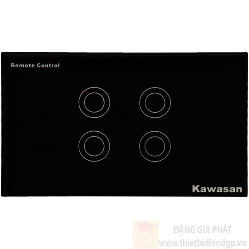 Công tắc bốn Kawasan cảm ứng chạm - điều khiển remote kính cường lực màu đen