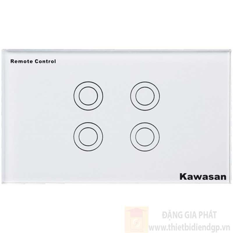 Công tắc bốn Kawasan cảm ứng chạm - điều khiển remote kính cường lực màu trắng