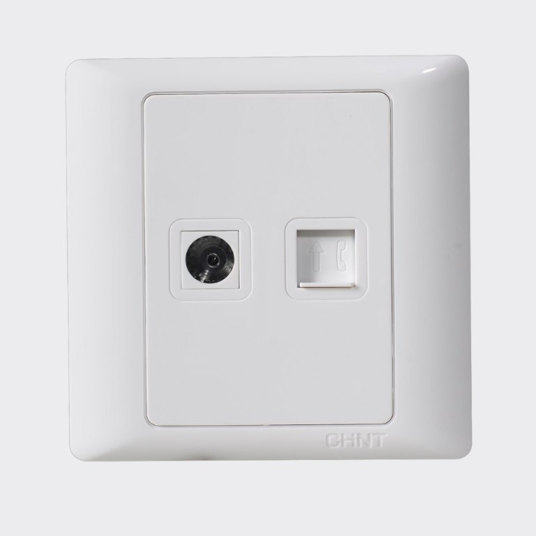 Bộ ổ cắm Tivi, ổ cắm điện thoại lõi CHINT NEW7-G20700A White