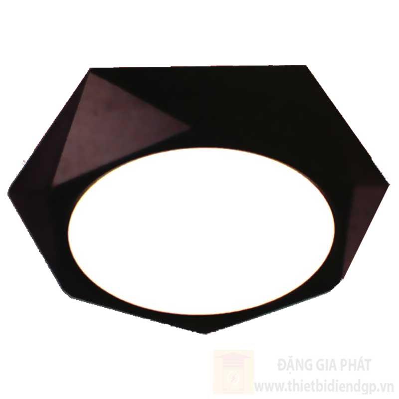 Đèn downlight ốp nổi hợp kim nhôm cao cấp 18W vỏ màu đen lục giác Ø225*H40, 3 chế độ ánh sáng