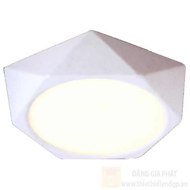 Đèn downlight ốp nổi hợp kim nhôm cao cấp 12W vỏ màu trắng lục giác Ø170*H40, 3 chế độ ánh sáng