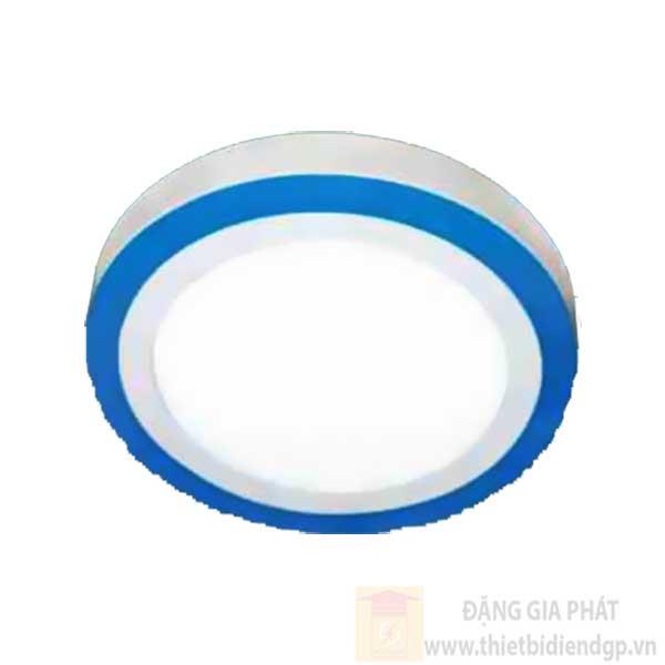 Đèn Panel ốp nổi tròn led 12W+ viền xanh dương 4W, Ø190*H35, vành nhôm, ánh sáng trắng