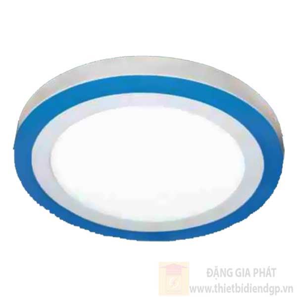 Đèn Panel ốp nổi tròn led 18W+ viền xanh dương 6W, Ø240*H35, vành nhôm, ánh sáng trắng