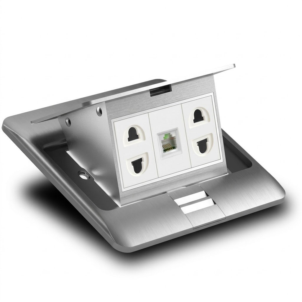 Ổ cắm âm sàn đôi 3 chấu Grimma GF2S2PCS60