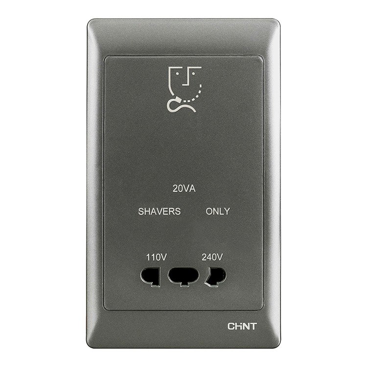 Bộ ổ cắm dao cạo râu CHINT NEW7-300/PS Gray Black 110V/240V (size 2)