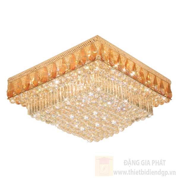 Đèn Mâm Pha Lê Vuông L600*W600*H280, LED SMD, có remote, 169 Hạt