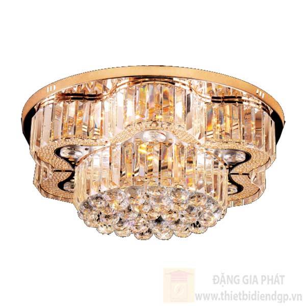 Đèn Mâm Pha Lê Tròn Ø550*H350, E14*5-LED SMD, Có Remote, 37 Hạt