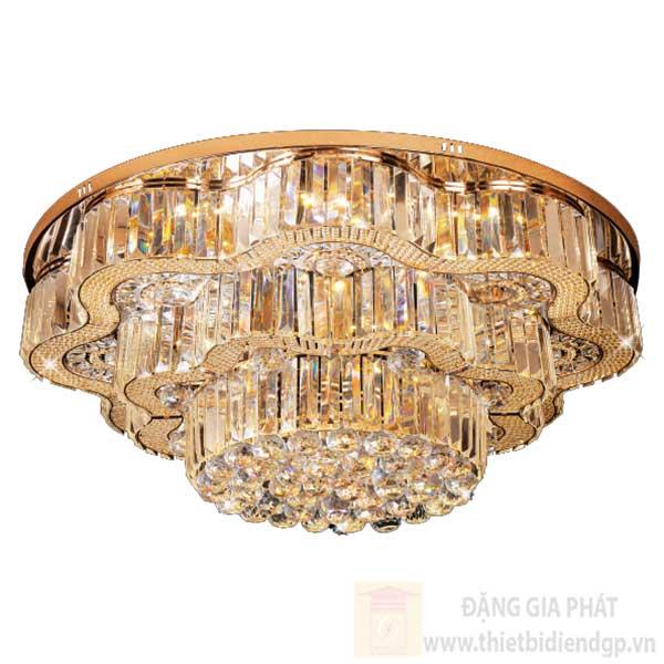Đèn Mâm Pha Lê Tròn Ø800*H350, E14*9-LED SMD, Có Remote, 56 Hạt