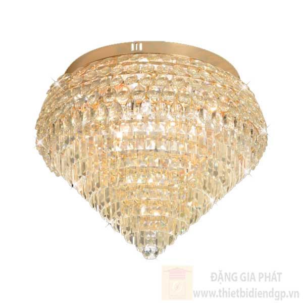 Đèn Mâm Pha Lê Tròn Ø600*H400, LED SMD, Có Remote, 1 Hạt Trắng, 233 Hạt Vàng