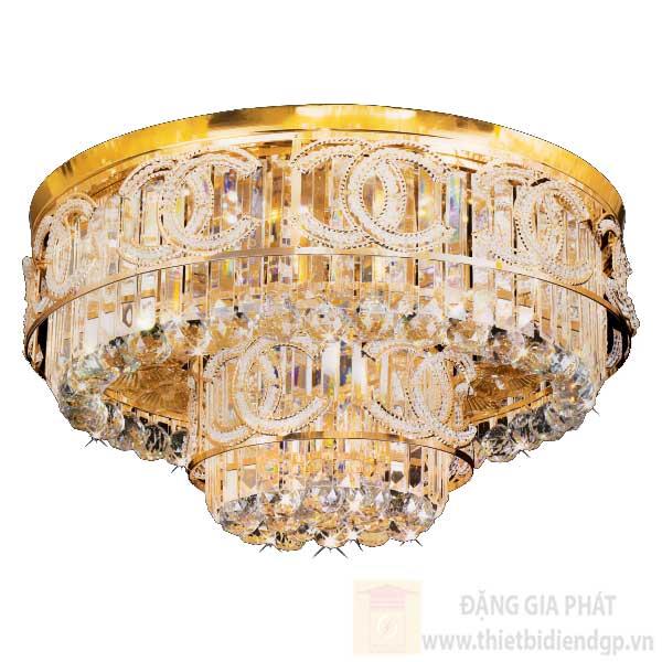 Đèn Mâm Pha Lê Tròn Ø600*H300, E14*3-LED SMD, Có Remote, 55 Hạt