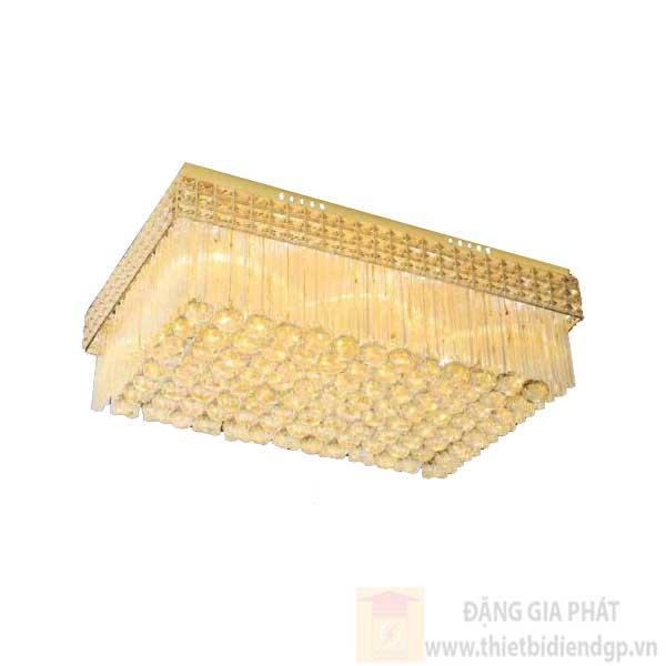 Đèn mâm ốp trần pha lê Sano Ø460xL650xH330mm E14x8 Led SMD remote