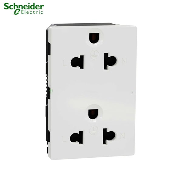 Hạt Ổ cắm đôi 3 chấu Miluz Schneider M3TS426UST2_WE