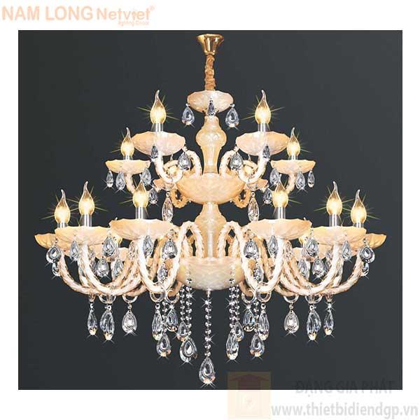 Đèn chùm nến kiểu sang trọng Ø930*H900+500, E14*18 Lamp, 25 Hạt lớn, 76 Hạt nhỏ