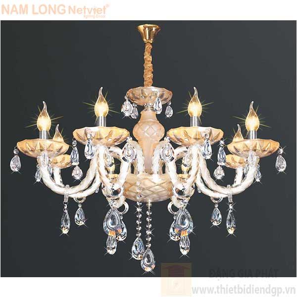 Đèn chùm nến kiểu sang trọng Ø700*H550+500, E14*8 Lamp, 14 Hạt lớn, 36 Hạt nhỏ