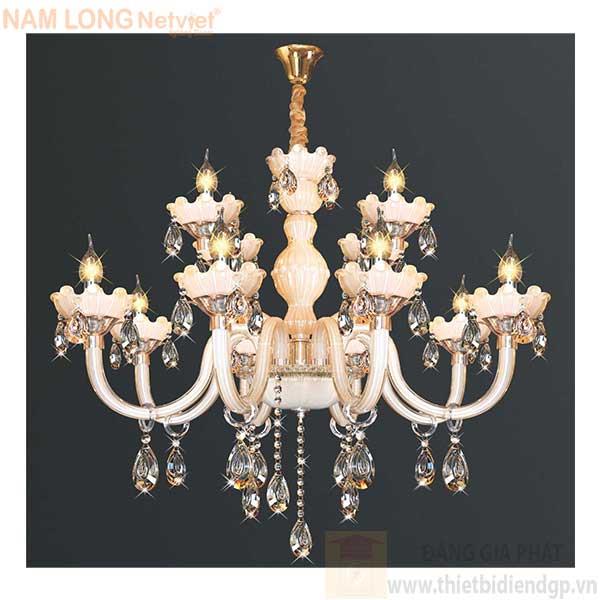 Đèn chùm nến kiểu sang trọng Ø800*H750+600, E14*12 Lamp, 13 Hạt lớn, 52 Hạt nhỏ