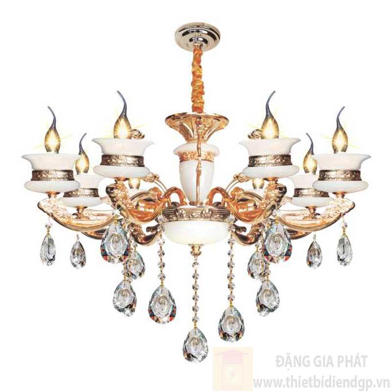 Đèn chùm nến Ø800*H600+500, E14*8 lamp, 17 large crystals K9