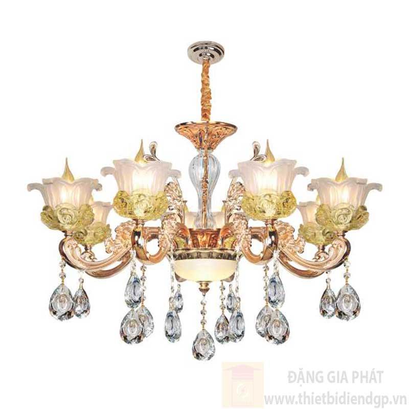 Đèn chùm nến Ø800*H400+400, E14*8 lamp, 17 large crystals K9