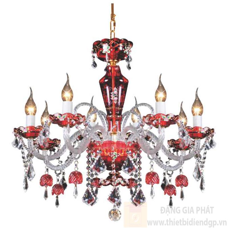 Đèn chùm nến Ø700*H800+400, E14*8 lamp, 14 large crystals K9, 36 small crystals K9