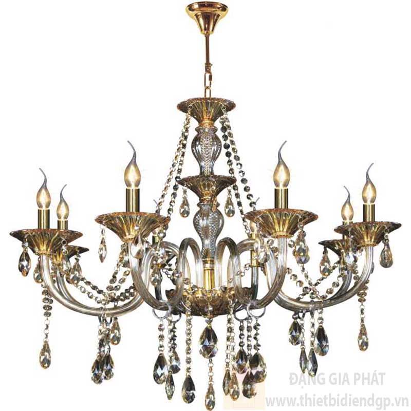 Đèn chùm nến Ø900*H700+600, E14*8 lamp, 23 large crystals K9, 36 small crystals K9