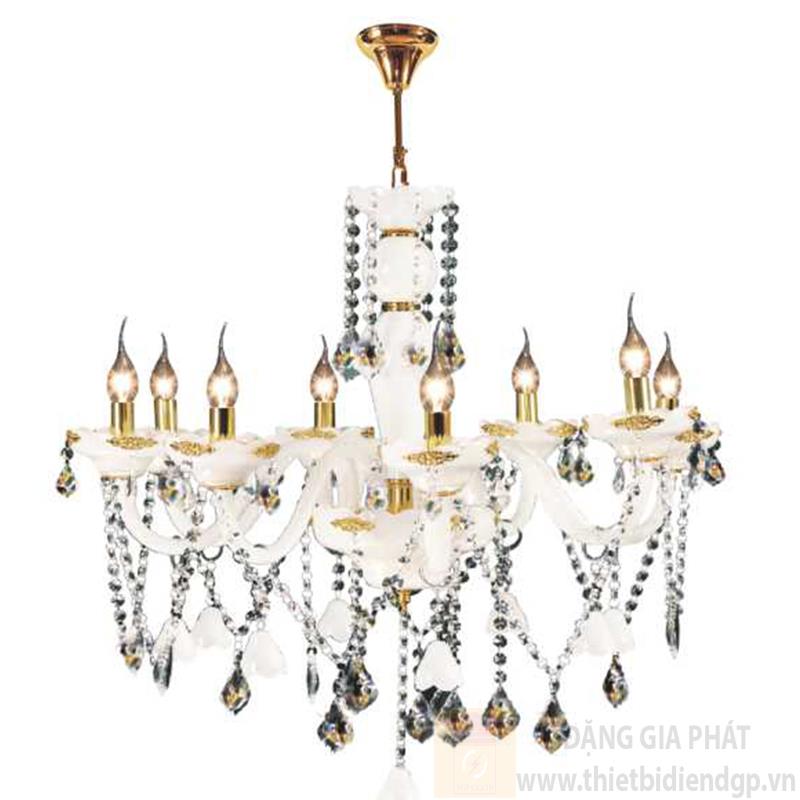Đèn chùm nến Ø800*H900+400, E14*8 lamp, 18 large crystals K9, 32 small crystals K9