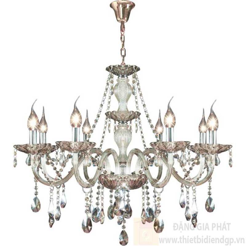 Đèn chùm nến Ø800*H700+600, E14*8 lamp, 23 large crystals K9, 40 small crystals K9