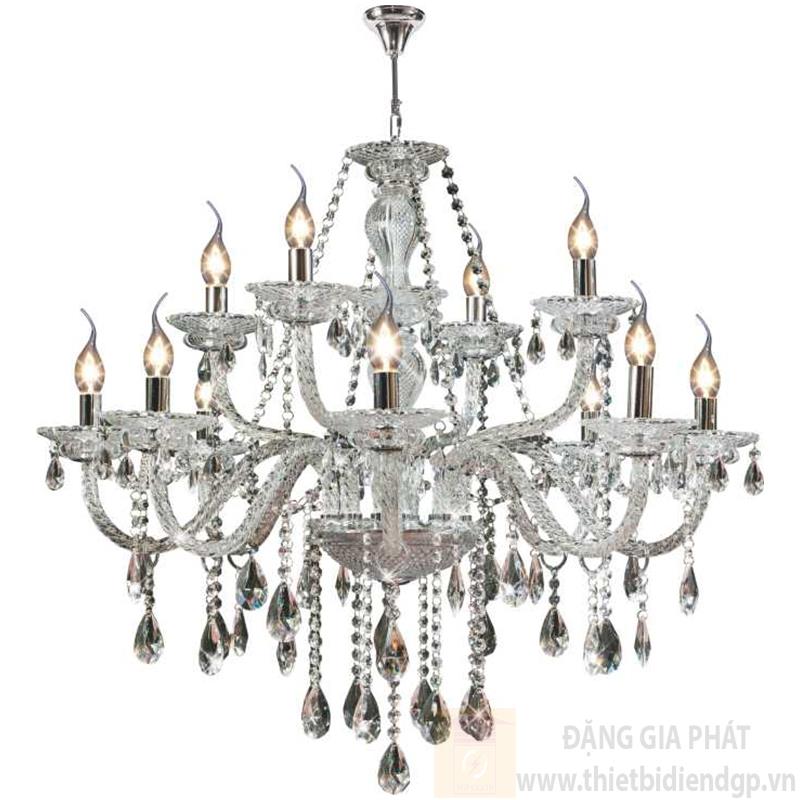 Đèn chùm nến Ø800*H700+600, E14*12 lamp, 23 large crystals K9, 52 small crystals K9