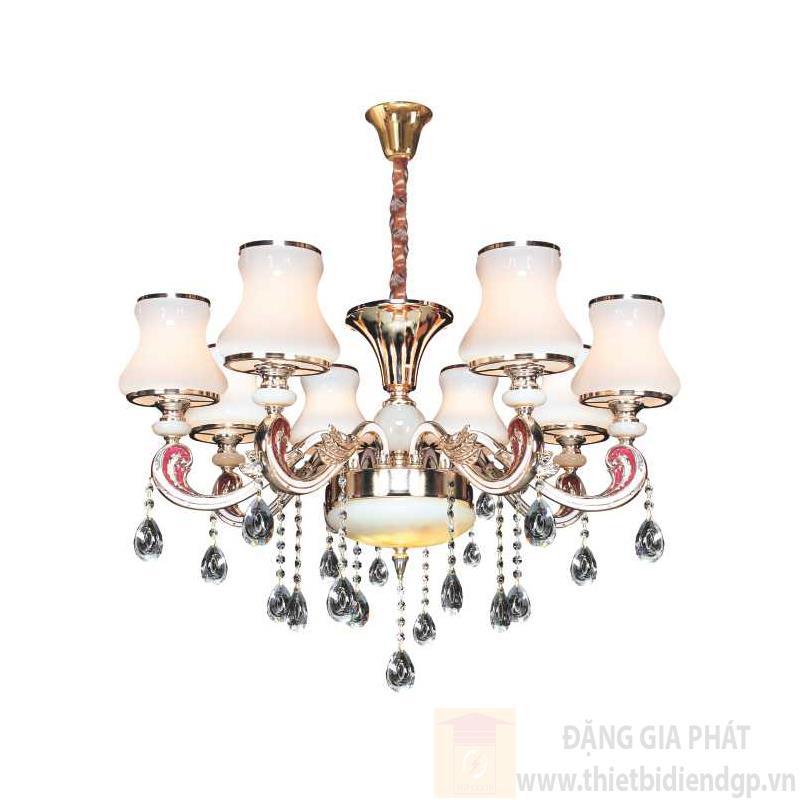 Đèn chùm nến Ø800*H600+400, E14*8 lamp, 17 large crystals K9