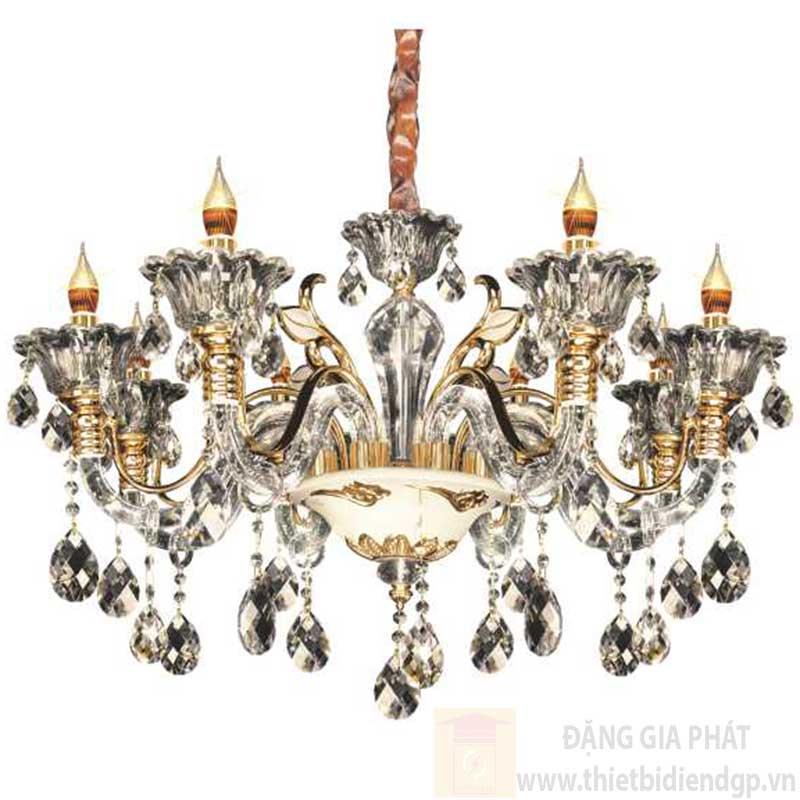 Đèn chùm nến Ø850*H700+600, E14*8 lamp, 21 large crystals K9, 40 small crystals K9