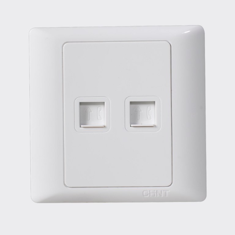 Bộ ổ cắm điện thoại đôi 4 lõi CHINT NEW7-G20800A White