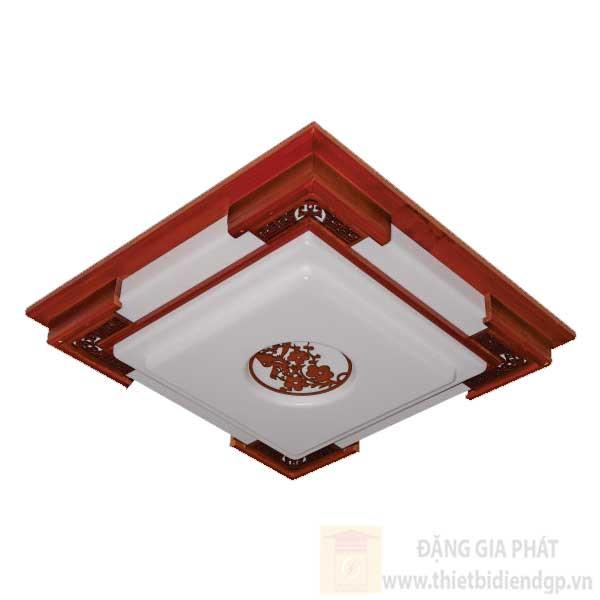 Đèn Ốp Trần Gỗ Vuông Ø520*H80, Led 80W, 3 chế độ ánh sáng