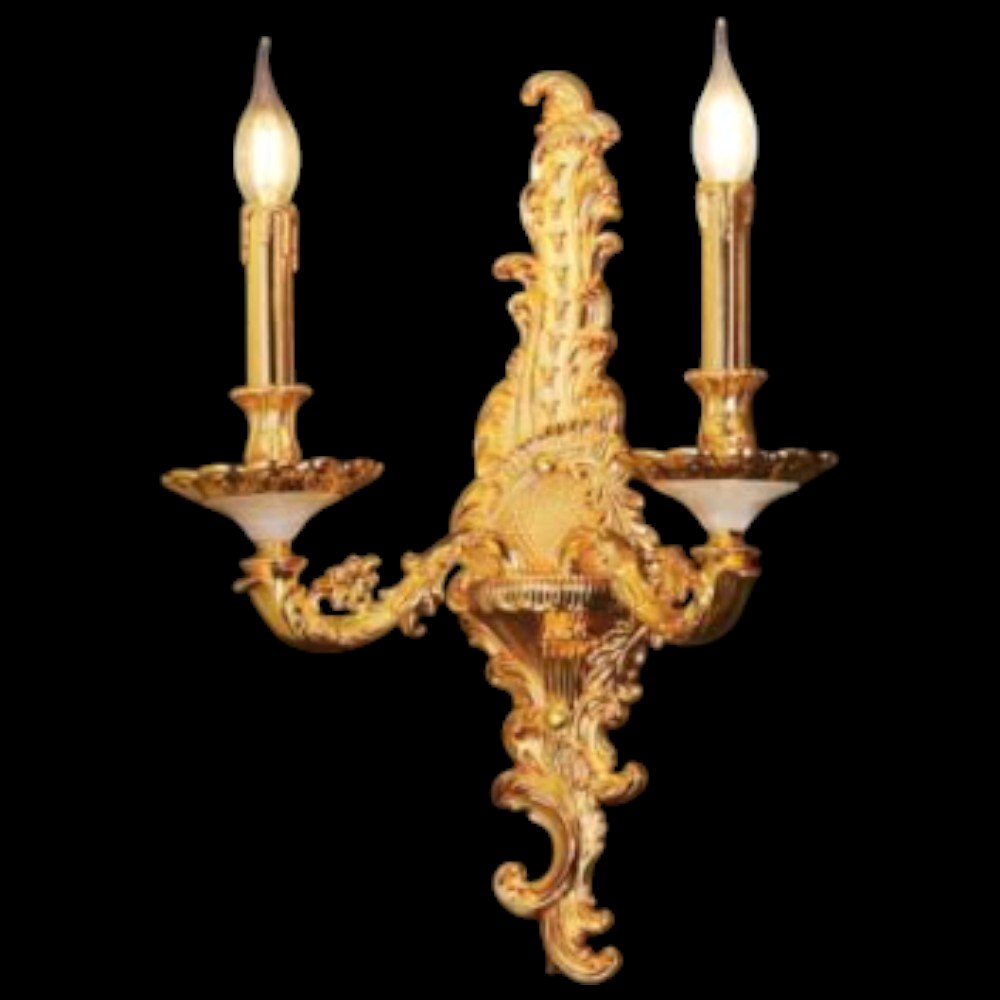 Đèn vách nến hợp kim + Xi mạ + Đá Euroto L350*H500 - E14*2