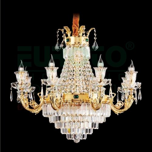 Đèn chùm nến Euroto Ø820*H580 + 500 - E14*8+11 + Tay đồng nguyên chất + Pha Lê K9