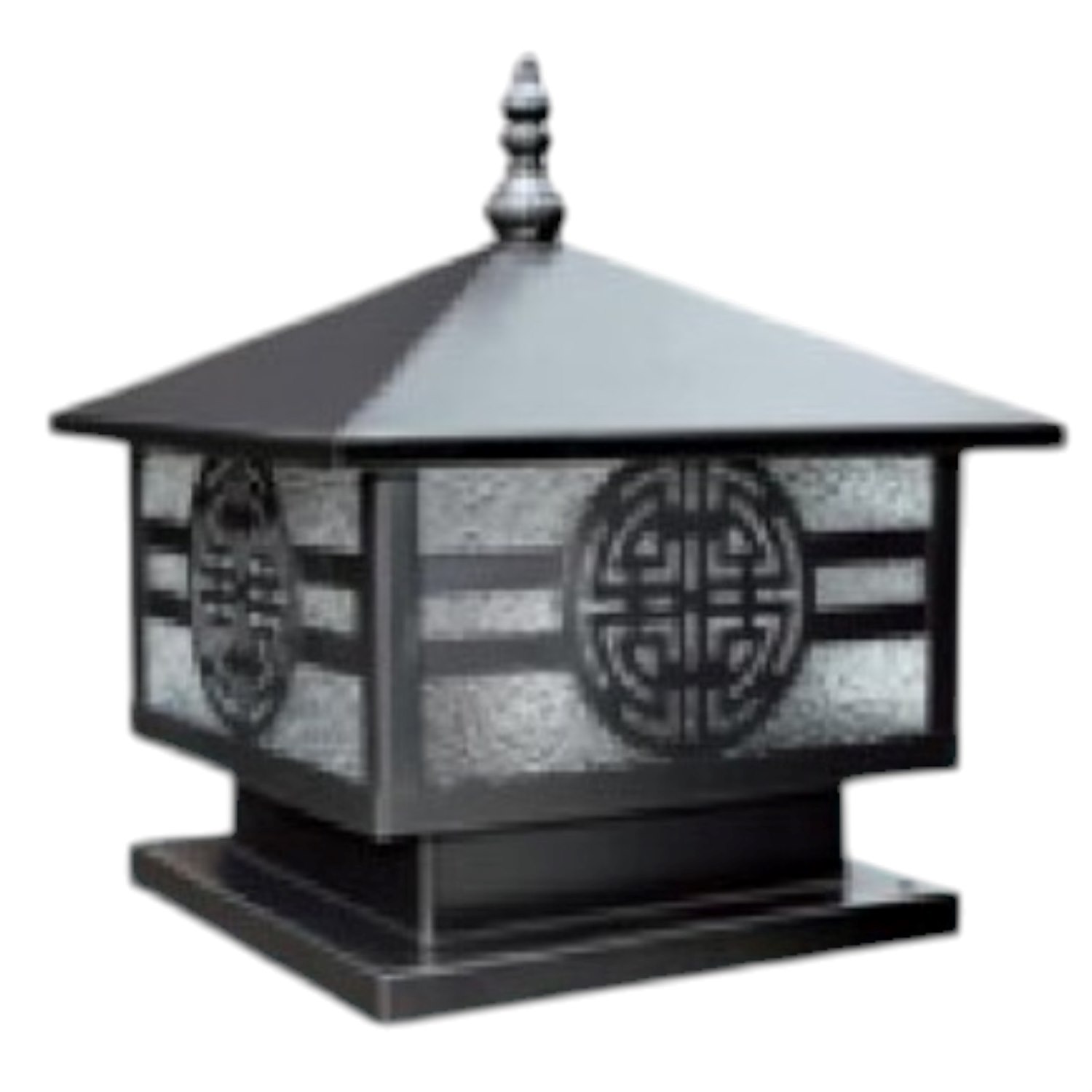 Đèn trụ cổng sắt + kiếng hufa TSV-02