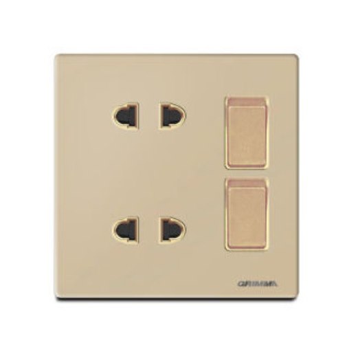 Bộ ổ cắm đôi 2 chấu và và công tắc đôi 2 chiều GRIMMA G60GK22SK2