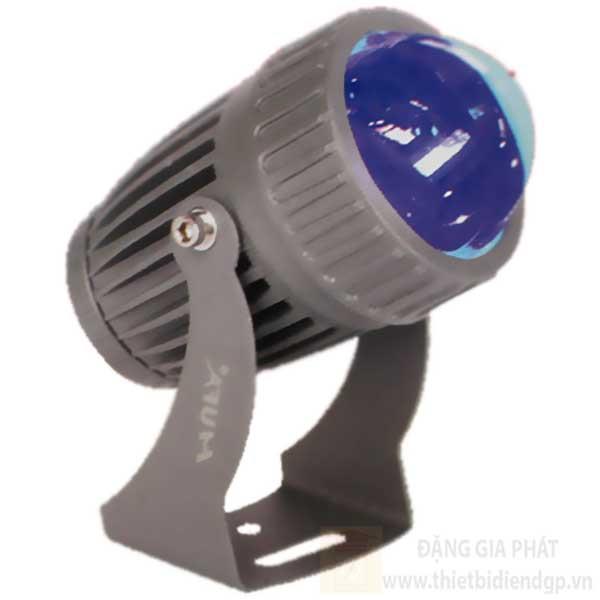 Đèn chiếu mặt dựng Ø70*W140*H150-10W, rọi xa 10m, ánh sáng xanh dương