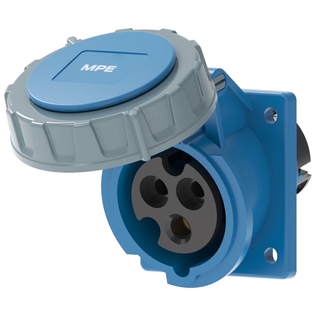 Ổ cắm công nghiệp 2P+E MPE (cố định bắt trên bảng điện xéo) series MPN2 IP67