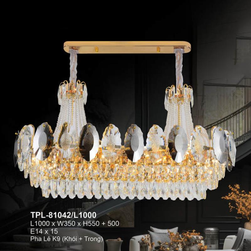 Đèn chùm pha lê Andora L1000 x W350 x H550 + 500 E14 x 15 Pha Lê K9 (Khói + Trong)