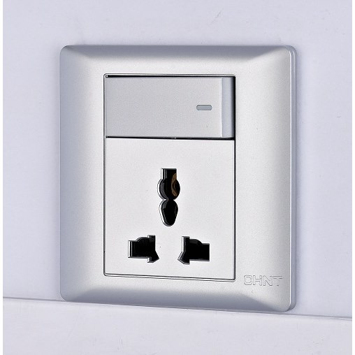 Bộ công tắc và ổ cắm đa năng CHINT NEW7-G42108 Silver 250V