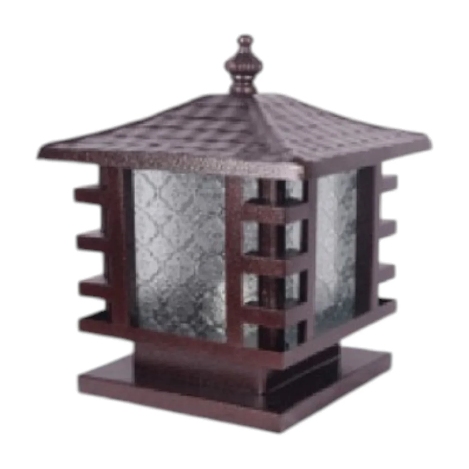 Đèn trụ cổng sắt + kiếng hufa Ø250*H300 Đế Ø220