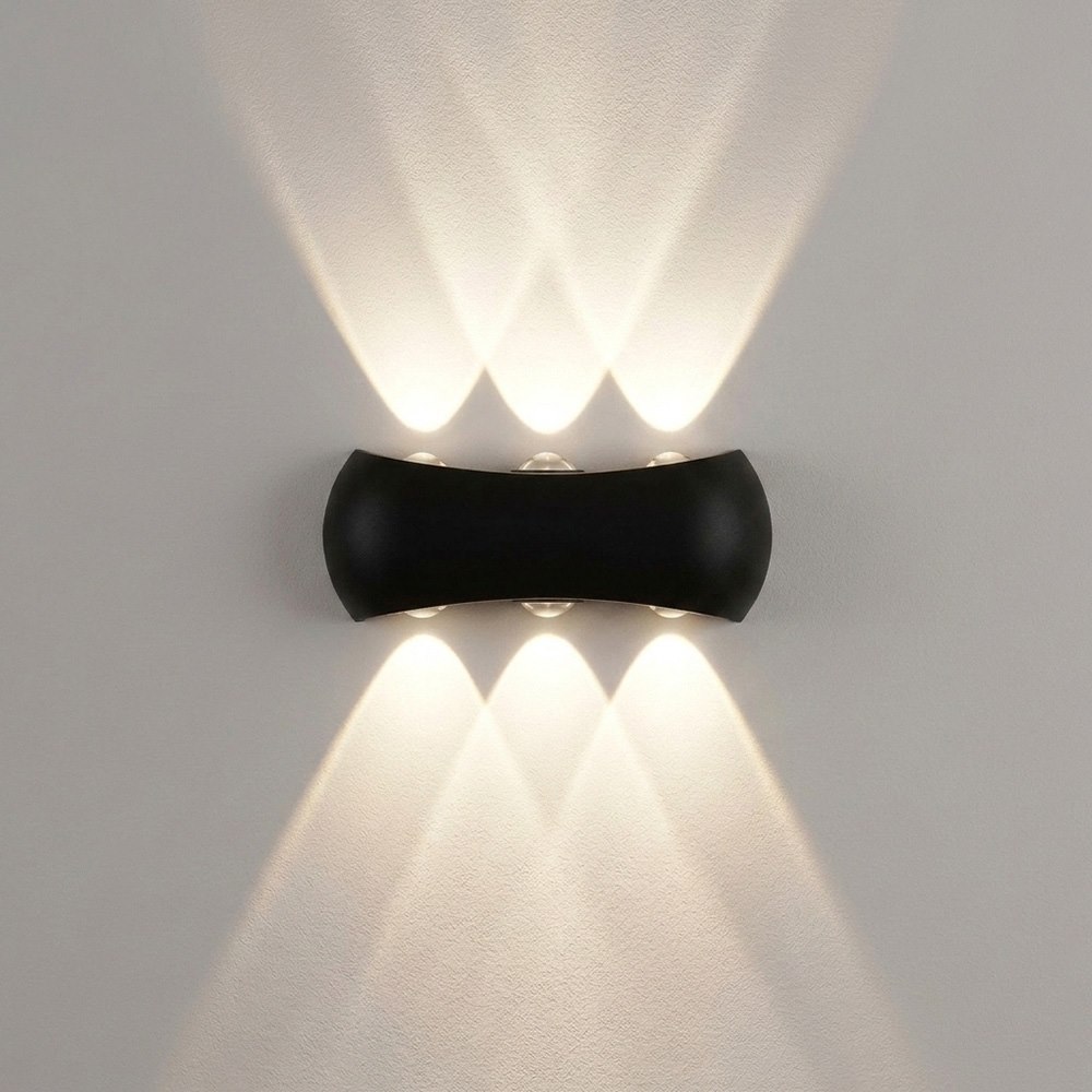 Đèn Led gắn tường ngoài trời KingLed LWA8032 Vỏ đen-ánh sáng vàng