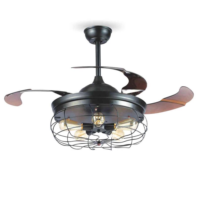 Quạt trần cánh xếp Sinwa XD 206 đèn Led màu đen mờ