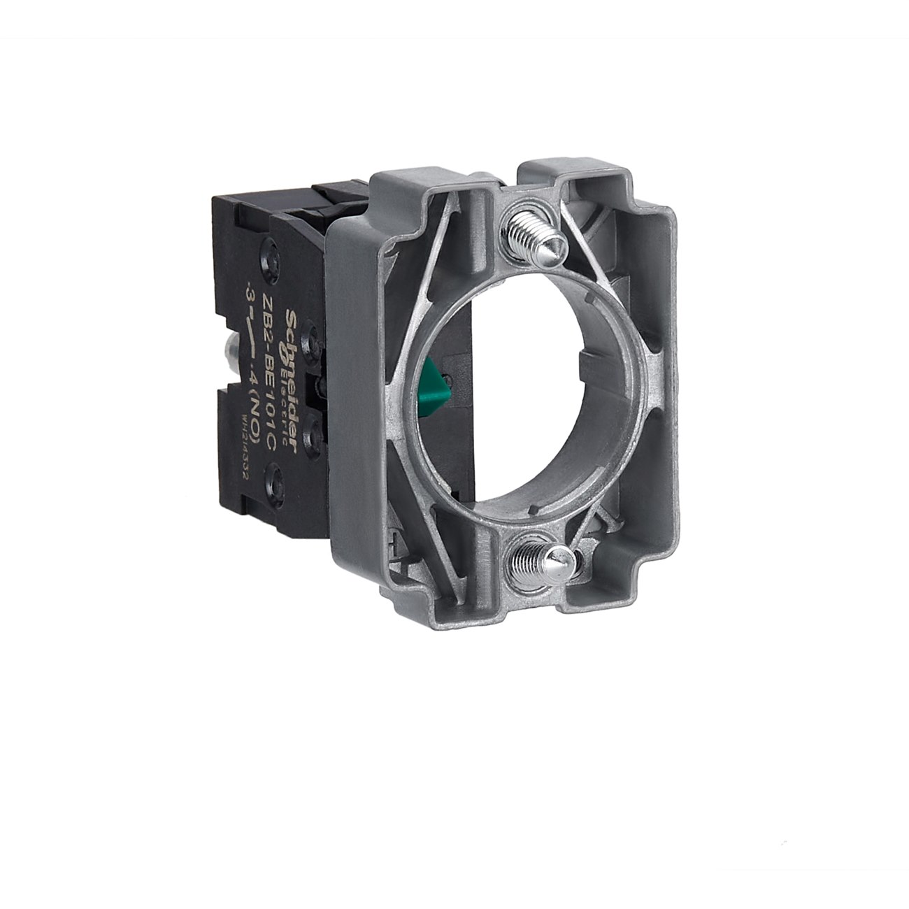 Single contact block with body and fixing collar, Easy Harmony XB2, metal, screw clamp terminal