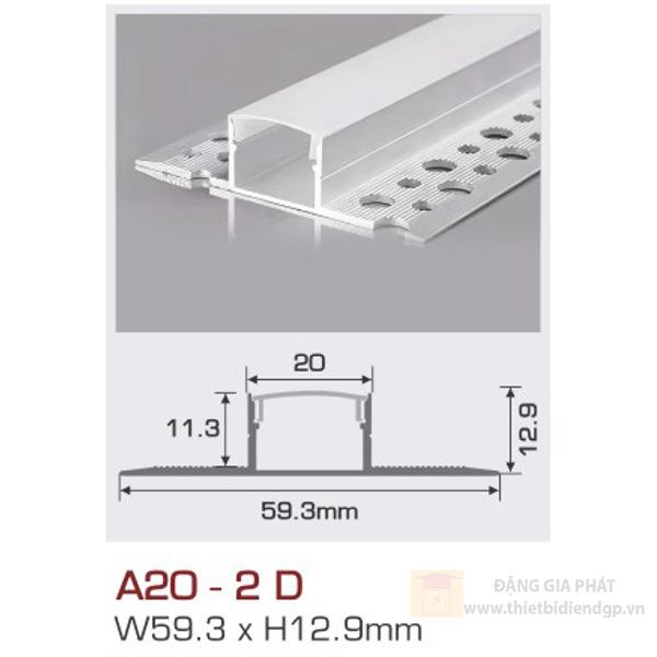 Thanh nhôm led âm viền 1.5m A20 - 2 D