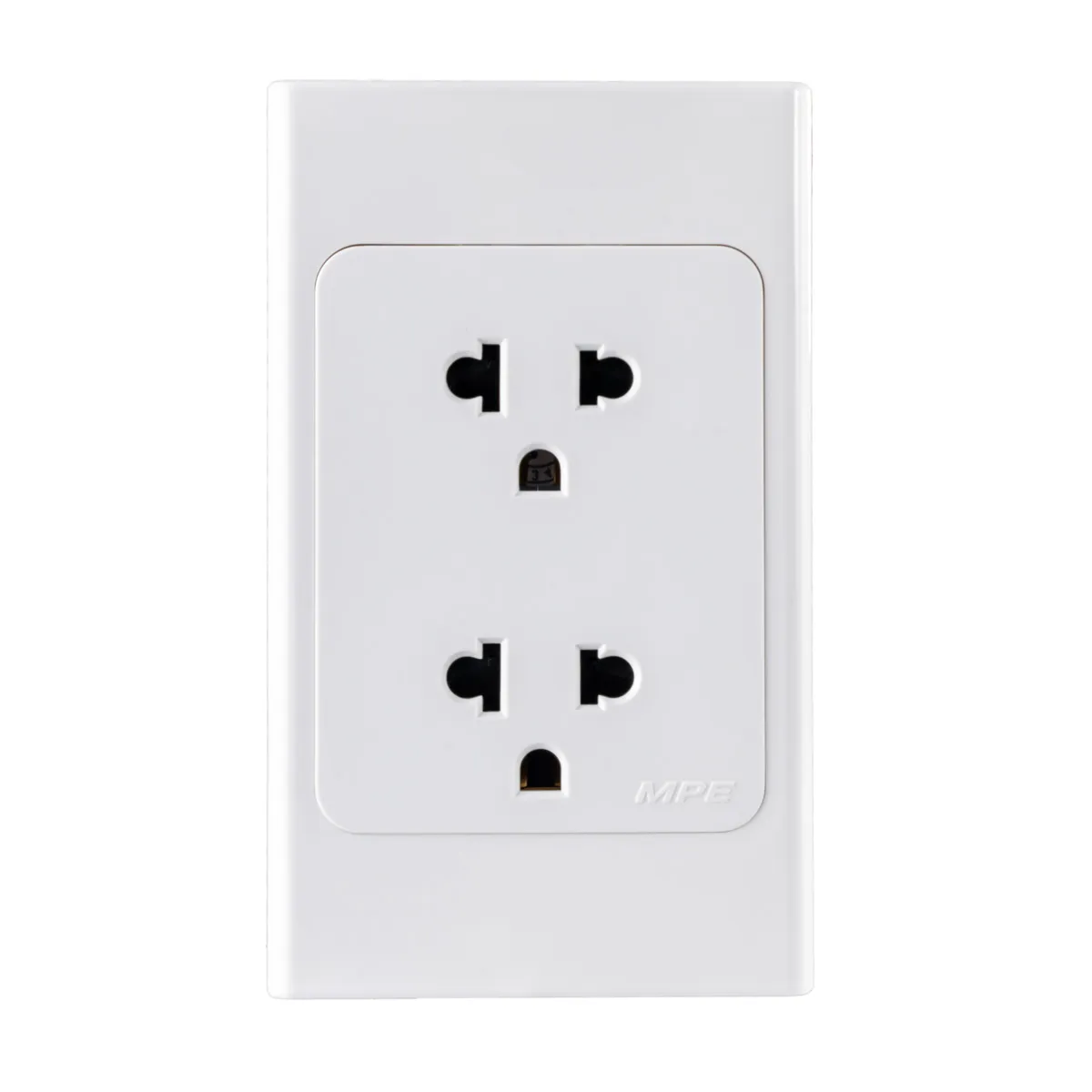 Ổ cắm đôi 3 chấu MPE A20UES2N đế liền 16A