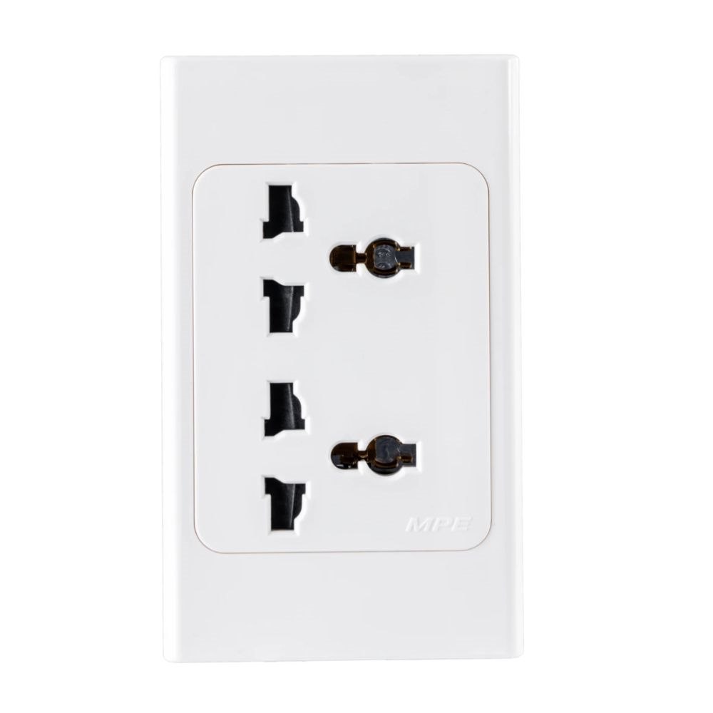 Ổ Cắm đôi, 3 chấu MPE A20UESM2N đa năng đế liền 16A