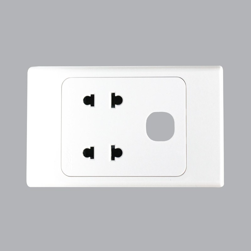 Ổ Cắm đôi 2 chấu 16A, 1 lỗ
