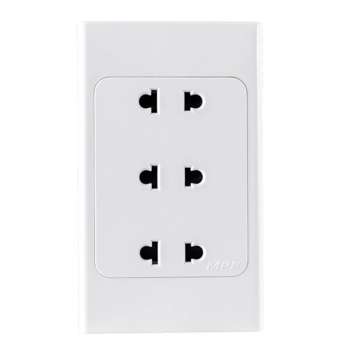 Bộ ổ cắm đơn MPE 3 Ổ cắm 2 chấu A20US3N đế liền 16A