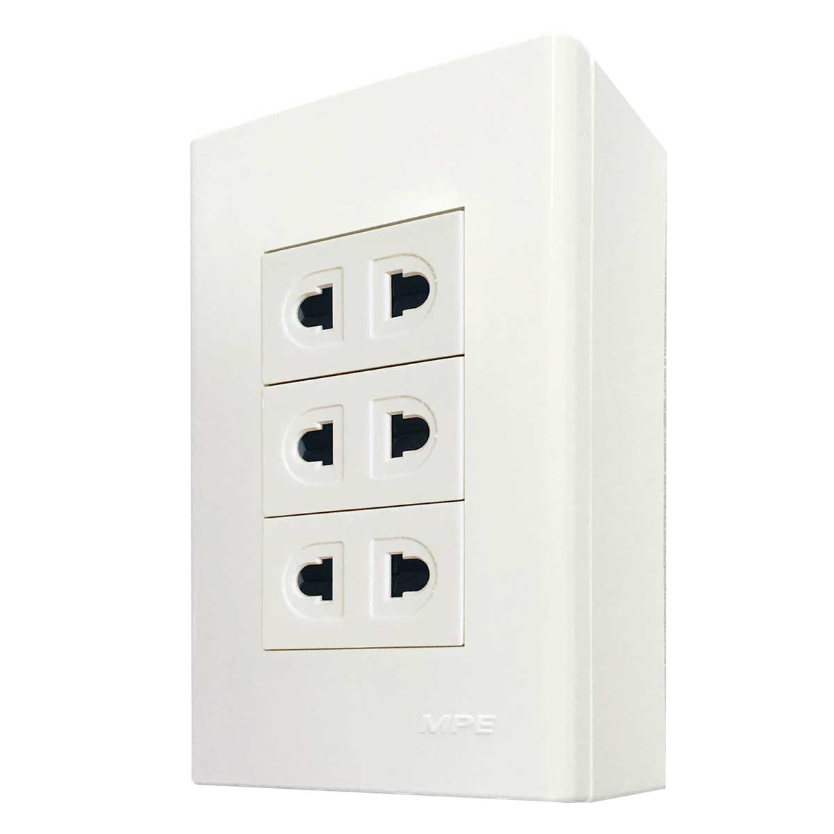 Bộ ổ cắm đơn 3 ổ cắm đế nổi MPE vặn vít A60B13UV