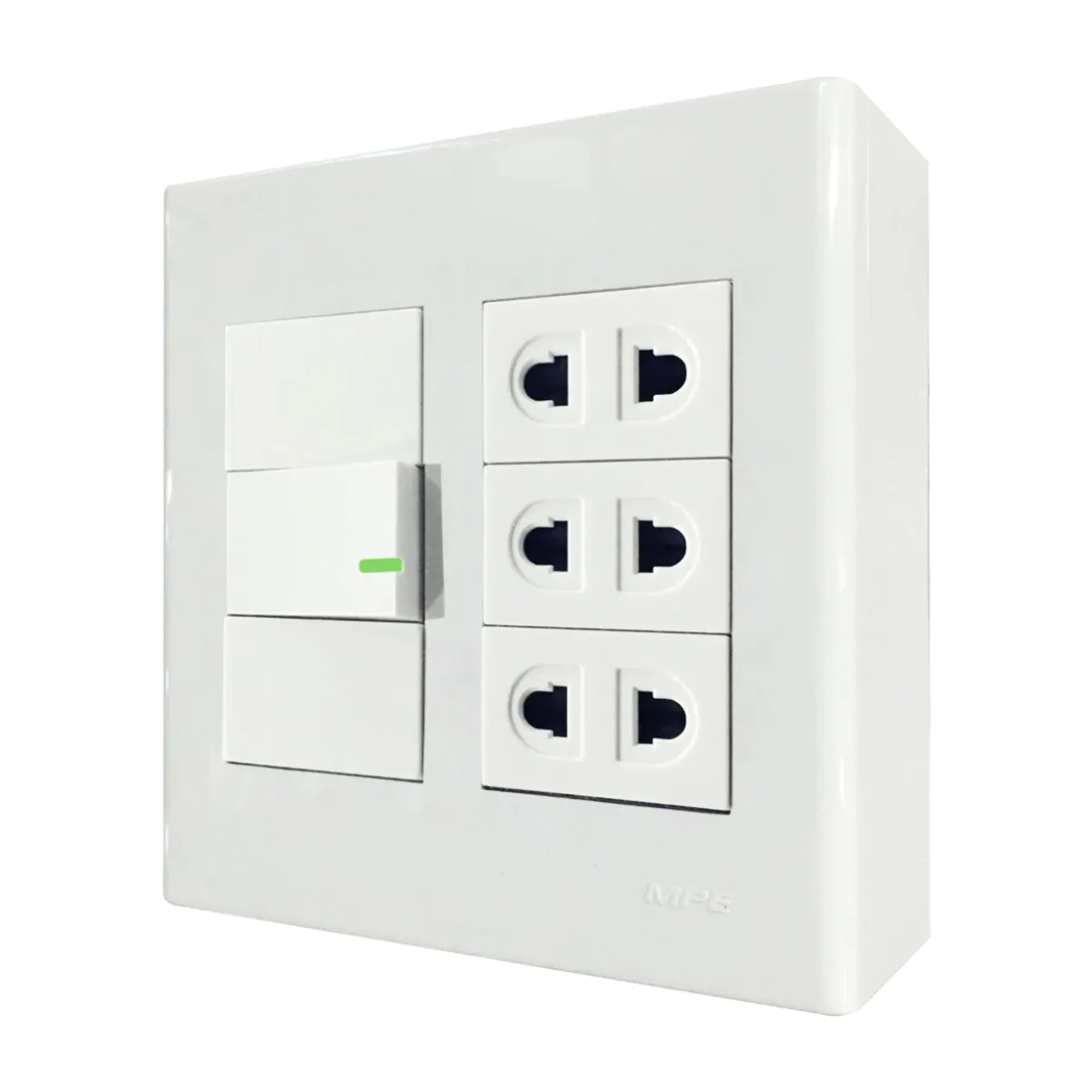 Bộ công tắc ổ cắm đôi MPE đế nổi vặn vít A60B23U1V