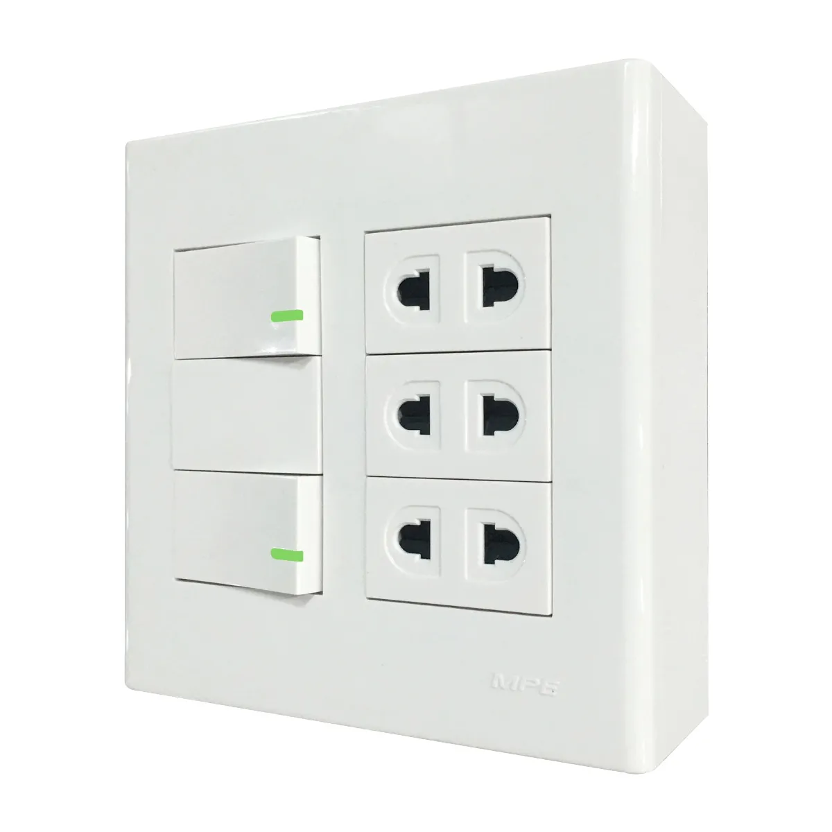 Bộ công tắc ổ cắm đôi MPE đế nổi vặn vít A60B23U2V